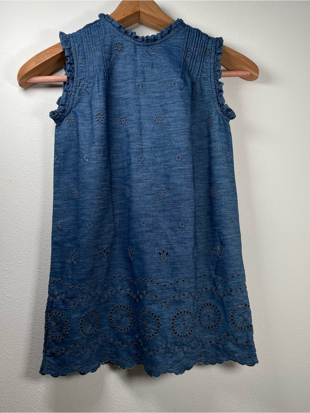 Gap x DOEN collab Kids Eyelet Denim Dress Cotton size M 8-9 Blue Cottagecore